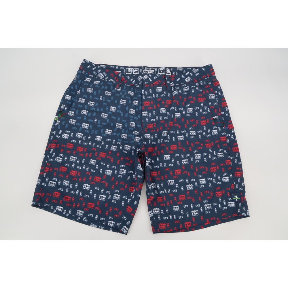 William Murray Water Hazard Shorts Mens 32 Red White Brew Beer Golf Performance